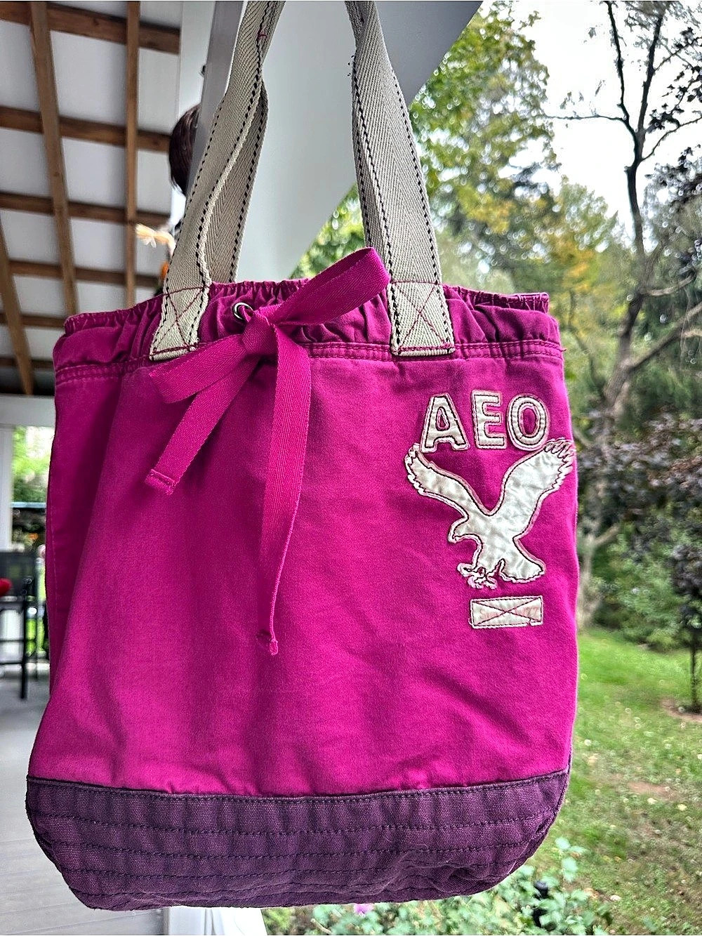 American Eagle Outfitters Pink & Purple Tote Bag